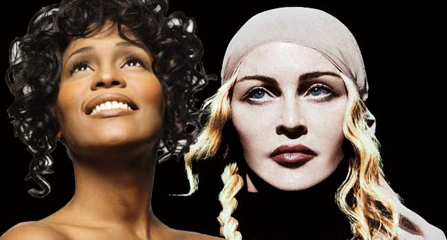 Whitney Houston e Madonna (Fotos: Divulgação)