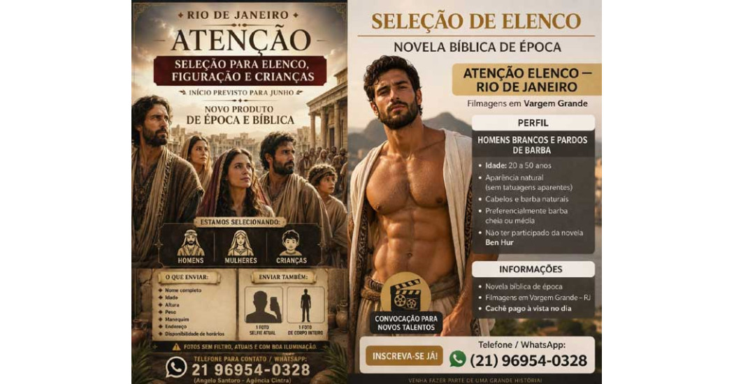 Ângelo Santoro - Agência Cintra - TV Record - Casting Atores e figurantes (Divulgação)