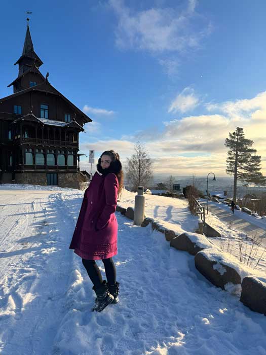 Franciely Freduzeski na Finlândia (Divulgação)