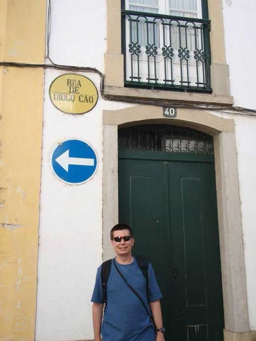 Que coincidência encontrar uma rua com meu nome: Diogo Cão, em Évora! - Diogo Zimmermann em Portugal (Foto: Acervo Pessoal)