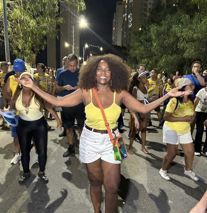 Cyda Moreno no ensaio da Unidos da Tijuca (Divulgação)