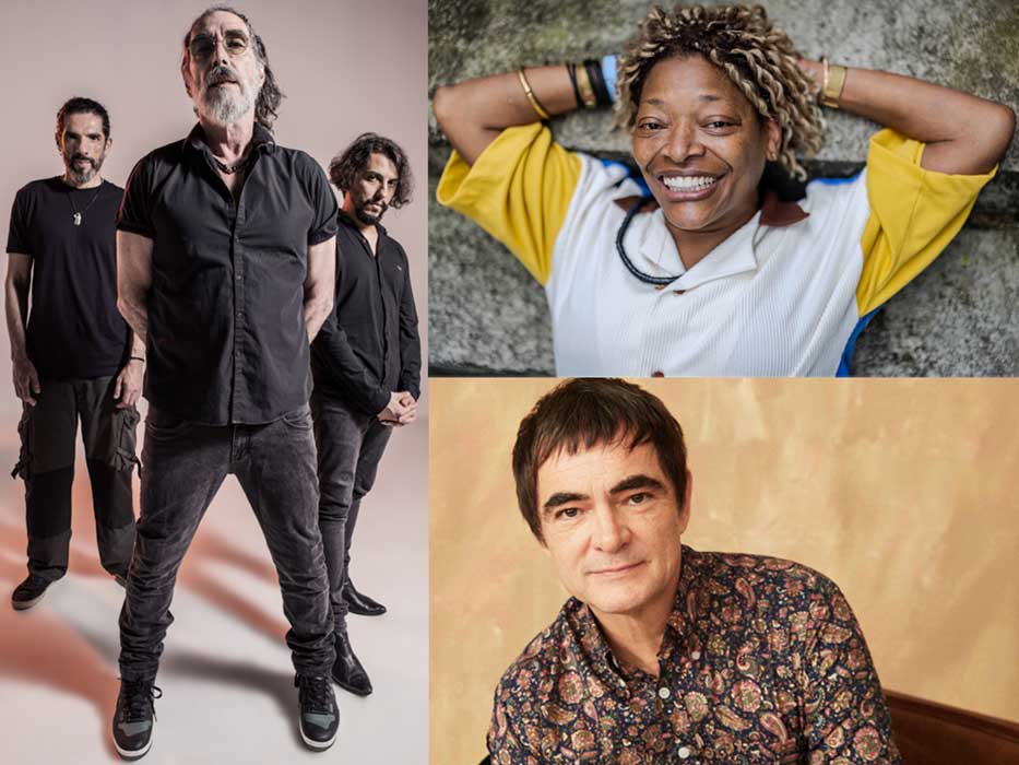 Lobão (Divulgação)/Martnália (Foto: Nil Caniné) e Samuel Rosa (Foto: Lorena Dini) - TIM Music Noites Cariocas 2025