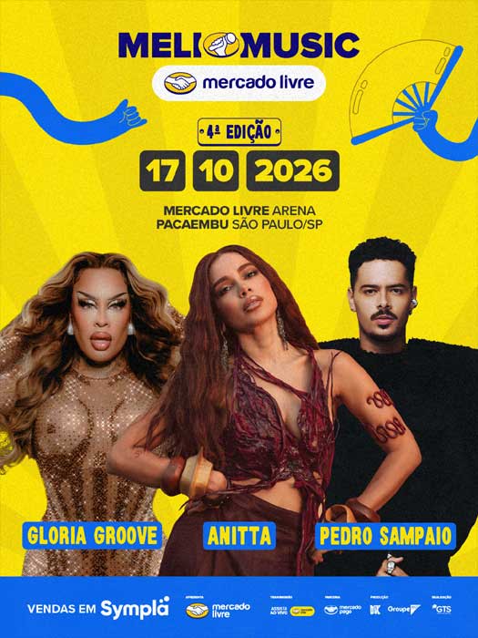 Gloria Groove, Anitta e Pedro Sampaio no Meli Music 2026 (Divulgação)