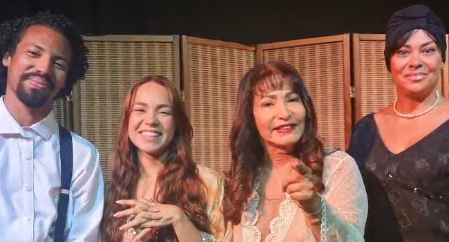 Elton Castro, Bianca Corrêa, Jussara Calmon e Angel Montteiro em "Luz Del Fuego – Uma História Além da Vida" (Divulgação)